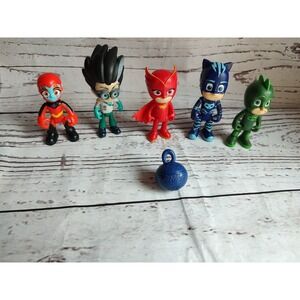 Pj Mask Lot Of 5 Figures And Ball Cat Boy Owlet Gekko Romeo Villan Cake Toppers